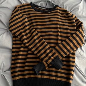 Brandy Melville brown and blue striped sweater